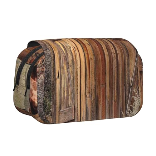 GSGCSBYMLG Old Ancient Outhouse bedrucktes doppeltes Klapp-Federmäppchen, tragbares Schreibwarenetui, Schwarz , Einheitsgröße, Münztasche von GSGCSBYMLG