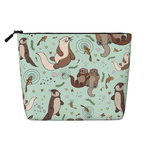 GSGCSBYMLG Otters Make-up-Tasche aus künstlichem Hanf, bedruckt, Reise-Kulturbeutel, Organizer-Tasche, Schwarz , Einheitsgröße von GSGCSBYMLG