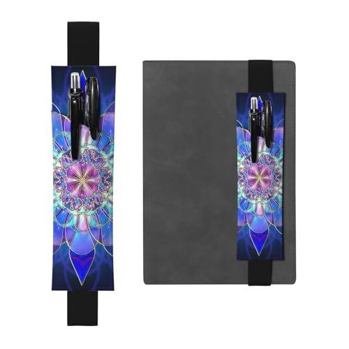 GSGCSBYMLG Rechteckiges Federmäppchen aus Leder mit Mandala-Aufdruck, Lesezeichen, Federmäppchen, Schwarz , Einheitsgröße, Münztasche von GSGCSBYMLG