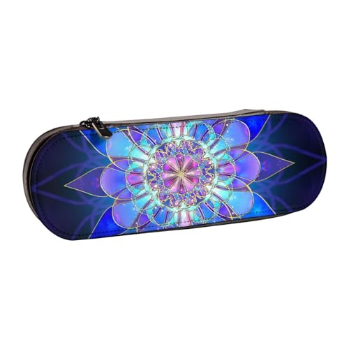 GSGCSBYMLG Rechteckiges Federmäppchen aus Leder mit Mandala-Aufdruck von GSGCSBYMLG