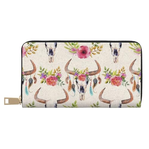 GSGCSBYMLG Runner Bull Skull Printed Leather Wallet Large Travel Wallet Men Women Zip Clutch Card Holder, weiß, Einheitsgröße GSGCSBYMLG Runner Bull Skull Printed Leather Wallet Large Travel Wallet Men Women Zip Clutch Card Holder, weiß, Einheitsgröße von GSGCSBYMLG