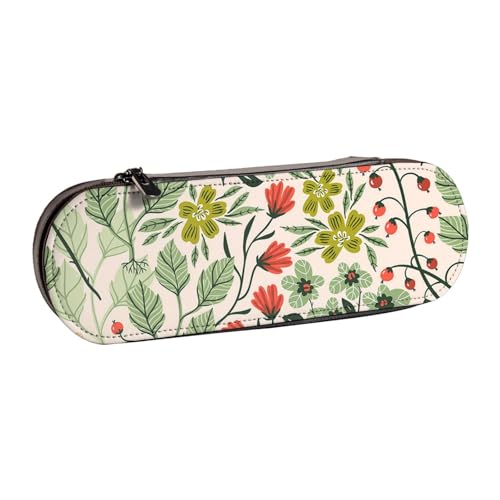 GSGCSBYMLG Schönes Federmäppchen aus Leder mit Blumendruck von GSGCSBYMLG