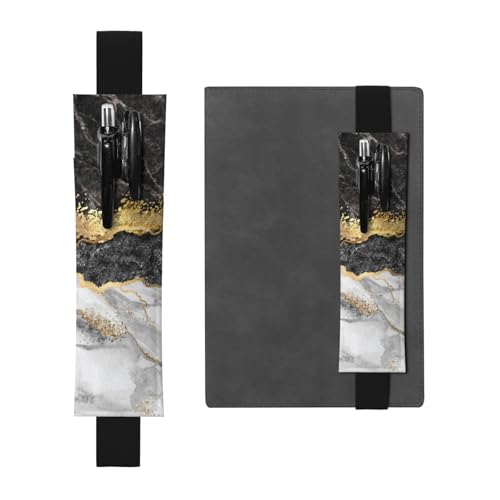 GSGCSBYMLG Schwarze weiße Goldfolie Marmor bedrucktes Leder Stifthalter Lesezeichen Federmäppchen, Schwarz , Einheitsgröße, Münztasche von GSGCSBYMLG