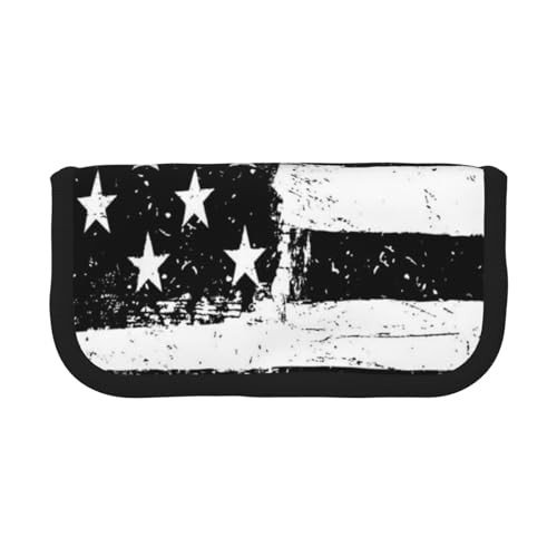 GSGCSBYMLG Schwarzes und weißes Federmäppchen mit amerikanischer Flagge, bedrucktes Leinen-Federmäppchen, tragbare Schreibwaren-Etui, Aufbewahrungst von GSGCSBYMLG