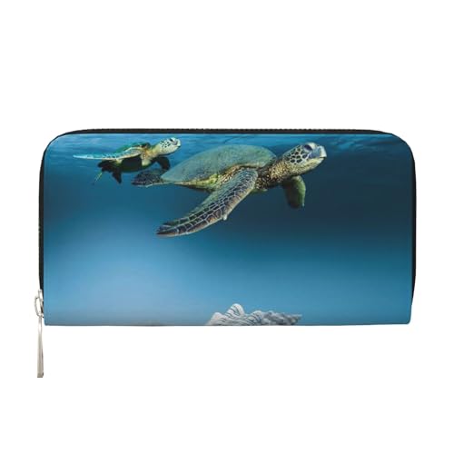 GSGCSBYMLG Sea Conch Shell Seestern Schildkröte bedruckte Leder Hand Geldbörse Herren Damen Reißverschluss Clutch Kartenhalter, Schwarz , Einheitsgröße von GSGCSBYMLG