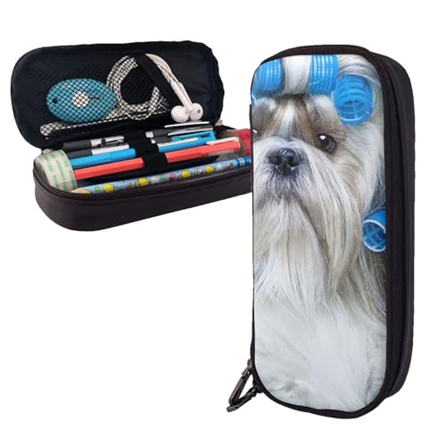 GSGCSBYMLG Shih Tzu Federmäppchen, Leder, bedruckt, tragbar, Schreibwarenetui von GSGCSBYMLG