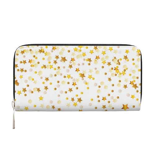 GSGCSBYMLG Sparsed Dreamy Stars and Spots Printed Leather Hand Wallet Men Women Zip Clutch Card Holder, Schwarz , Einheitsgröße von GSGCSBYMLG