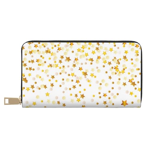 GSGCSBYMLG Sparsed Dreamy Stars and Spots Printed Leather Wallet Large Travel Wallet Men Women Zip Clutch Card Holder, weiß, Einheitsgröße von GSGCSBYMLG