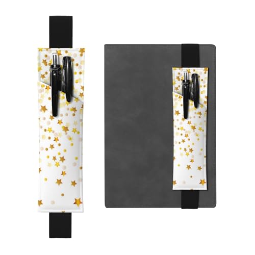 GSGCSBYMLG Sparsed Dreamy Stars and Spots bedruckter Leder-Stifthalter Lesezeichen Federmäppchen, Schwarz , Einheitsgröße, Münztasche von GSGCSBYMLG