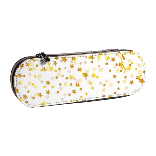 GSGCSBYMLG Sparsed Dreamy Stars and Spots bedrucktes Leder-Federmäppchen Schreibwaren-Tasche von GSGCSBYMLG