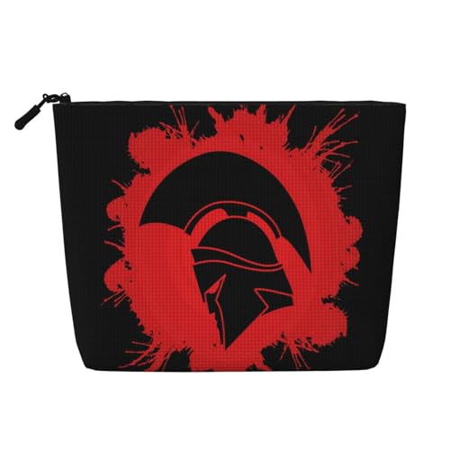 GSGCSBYMLG Spartan Warrior Helm, bedruckter künstlicher Hanf, Make-up-Tasche, Reise-Kulturbeutel, Organizer-Tasche, Schwarz , Einheitsgröße von GSGCSBYMLG