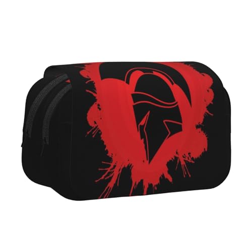 GSGCSBYMLG Spartan Warrior Helmet Printed Double Clamshell Pen Case Portable Stationery Case, Schwarz , Einheitsgröße, Münztasche von GSGCSBYMLG