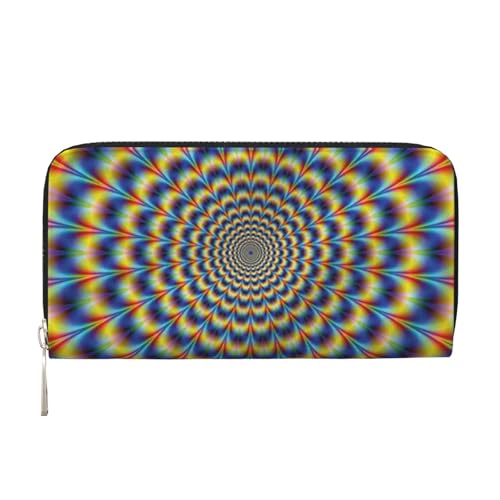 GSGCSBYMLG Spiral Optical Illusion GIF Printed Leather Hand Wallet Men Women Zip Clutch Card Holder, Schwarz , Einheitsgröße von GSGCSBYMLG