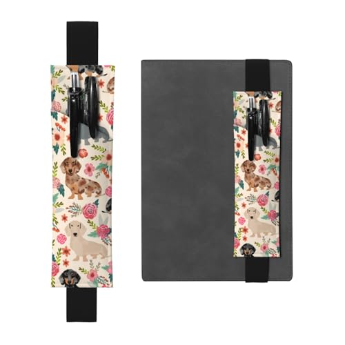 GSGCSBYMLG Stifteetui aus Leder mit Dackel-Motiv, Lesezeichen, Federmäppchen, Schwarz , Einheitsgröße, Münztasche von GSGCSBYMLG