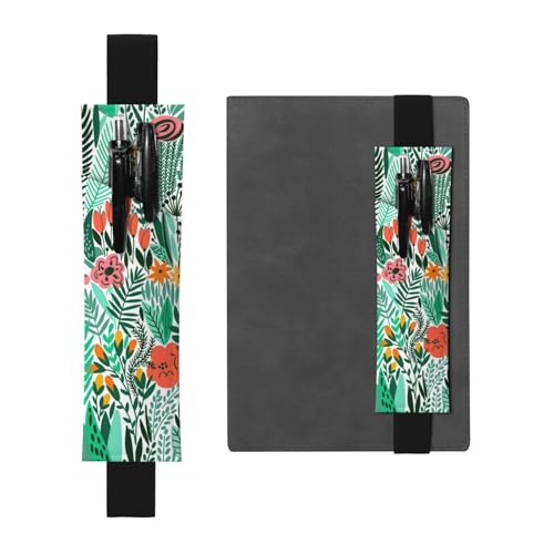 GSGCSBYMLG Stifteetui aus Leder mit tropischem Blumenmuster, Lesezeichen, Federmäppchen, Schwarz , Einheitsgröße, Münztasche von GSGCSBYMLG