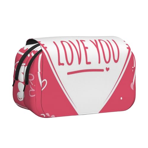 GSGCSBYMLG Stifteetui mit Herz-Motiv, doppeltes Klappetui, tragbares Schreibwarenetui, Schwarz , Einheitsgröße, Münztasche von GSGCSBYMLG