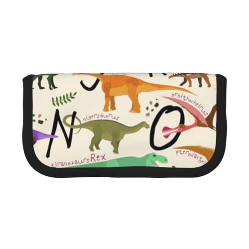 GSGCSBYMLG Stilvolle Lernalphabete mit Dinosauriern, bedrucktes Leinen-Federmäppchen, tragbare Schreibwaren-Etui, Aufbewahrungstasche von GSGCSBYMLG