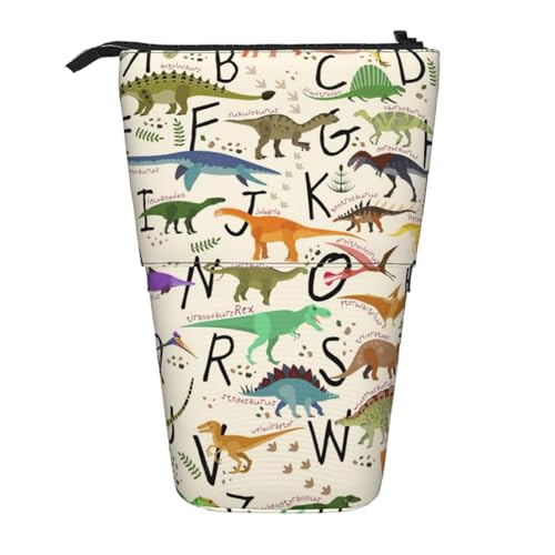 GSGCSBYMLG Stilvolle Lernalphabete mit Dinosauriern, bedrucktes Teleskop-Federmäppchen, vertikales Federmäppchen von GSGCSBYMLG