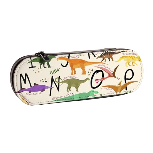 GSGCSBYMLG Stilvolles, bedrucktes Leder-Federmäppchen mit Dinosauriern, Schreibwarentasche von GSGCSBYMLG