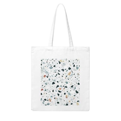 GSGCSBYMLG Terrazzo Einkaufstasche aus Segeltuch, mit Marmor-Motiv, Pastellfarben, waschbar, Einkaufstasche GSGCSBYMLG Terrazzo Einkaufstasche aus Segeltuch, mit Marmor-Motiv, Pastellfarben, waschbar, Einkaufstasche von GSGCSBYMLG