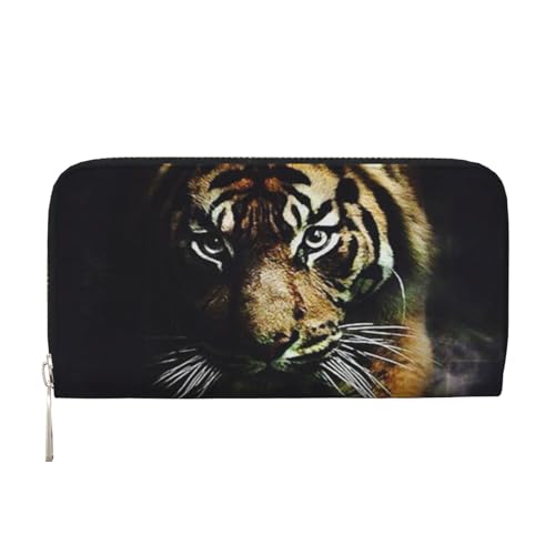 GSGCSBYMLG Tiger Printed Leather Hand Wallet Men Women Zip Clutch Card Holder, Schwarz , Einheitsgröße von GSGCSBYMLG