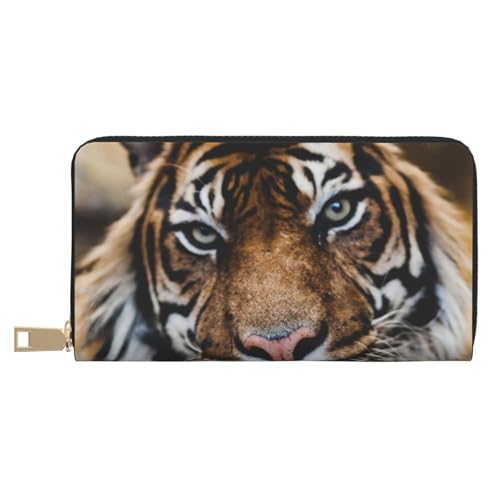 GSGCSBYMLG Tiger Printed Leather Wallet Large Travel Wallet Men Women Zip Clutch Card Holder, weiß, Einheitsgröße von GSGCSBYMLG