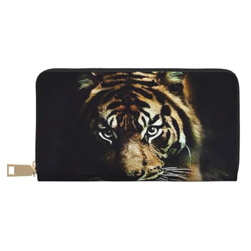 GSGCSBYMLG Tiger Printed Leather Wallet Large Travel Wallet Men Women Zip Clutch Card Holder, weiß, Einheitsgröße von GSGCSBYMLG