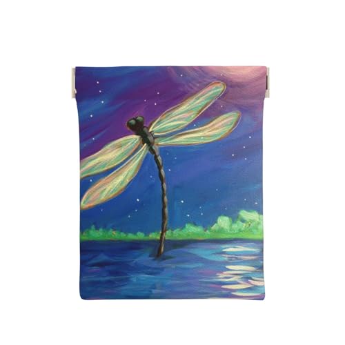 GSGCSBYMLG Tragbare Münztasche aus Leder mit Libellen-Motiv, weiß, Einheitsgröße, Klassisch von GSGCSBYMLG