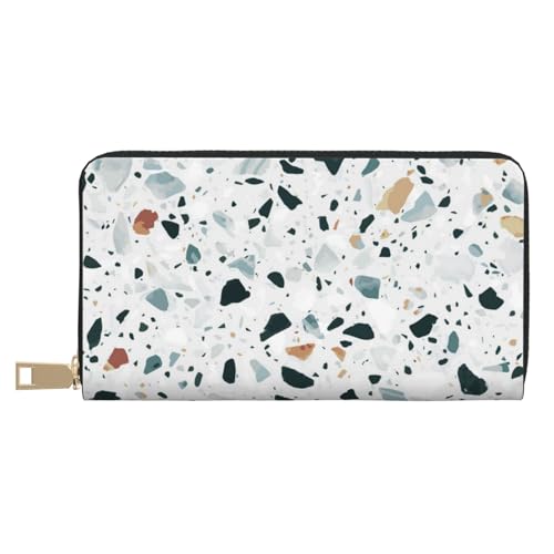 GSGCSBYMLG Weiße Terrazzo bedruckte Ledergeldbörse große Reisebrieftasche Herren Damen Reißverschluss Clutch Kartenhalter, weiß, Einheitsgröße GSGCSBYMLG Weiße Terrazzo bedruckte Ledergeldbörse große Reisebrieftasche Herren Damen Reißverschluss Clutch Kartenhalter, weiß, Einheitsgröße von GSGCSBYMLG