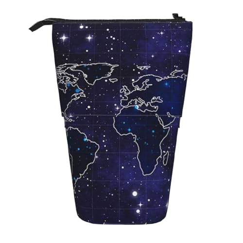 GSGCSBYMLG Weltkarte bedrucktes Teleskop-Federmäppchen, vertikal von GSGCSBYMLG