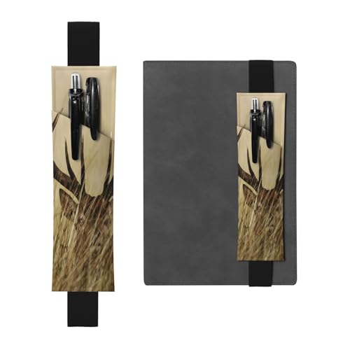 GSGCSBYMLG Whitetail Reh Rehkitz in Wildnis Hirsch bedrucktes Leder Stifthalter Lesezeichen Federmäppchen, Schwarz , Einheitsgröße, Münztasche von GSGCSBYMLG