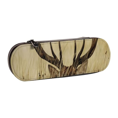GSGCSBYMLG Whitetail Rehkitz in Wildnis Hirsch bedrucktes Leder-Federmäppchen Schreibwaren-Tasche von GSGCSBYMLG