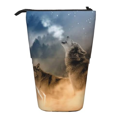 GSGCSBYMLG Wolf bedrucktes Teleskop-Federmäppchen, vertikal von GSGCSBYMLG