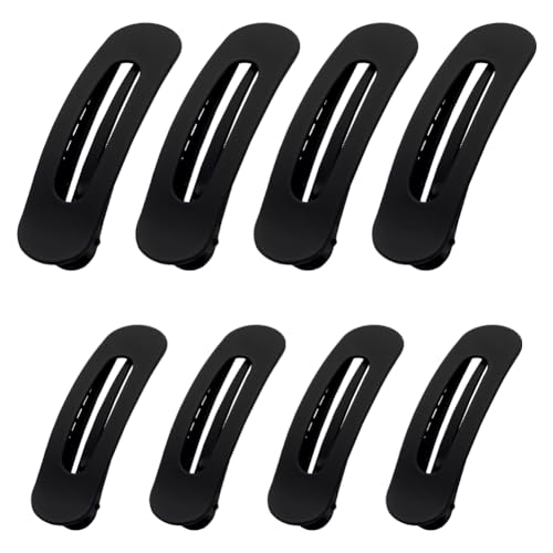 Flache Haarklammern, Krokodil-Haarspangen, Entenschnabel-Haarspangen, seitlicher Schieber, Kunststoff-Haarspangen, mattes Haarstyling-Zubehör für Damen und Mädchen, Schwarz, 8 Stück von GSHLLO