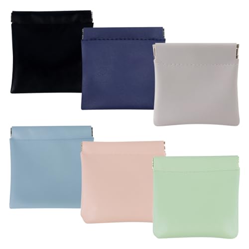 GSHLLO Kleine Kosmetiktaschen mit Quetschverschluss, Mini-Make-up-Aufbewahrungstaschen, ohne Reißverschluss, tragbare Reise-Make-up-Tasche für Damen und Mädchen, Farbe 1, 6 Stück von GSHLLO