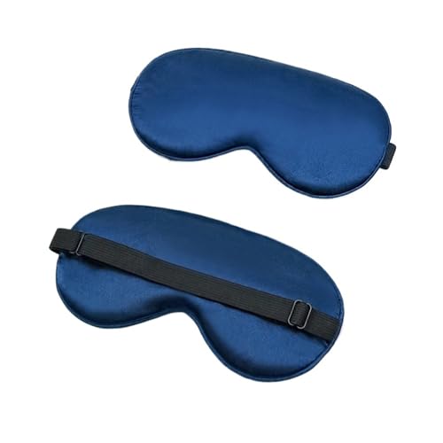 GSHUPIOU Masque de Sommeil, Masque d'oeil zéro Pression, Seide Augenmaske Seide Schlaf Augenmaske gepolstert Schatten Augenabdeckung Patch Schlafen(Dark Blue) von GSHUPIOU