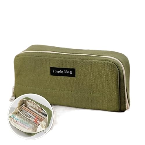 Bleistiftbox Federmäppchen, große Kapazität, Bleistiftbeutel, Halter, Box for Mädchen, Jungen, Büro, Studenten, Schreibwaren, Organizer, Schulbedarf (Color : Grass Green) von GSJNHY