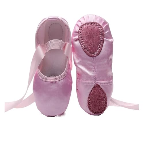 GSJNHY Ballettschuhe Mädchen Ballerina Ballettschuhe Rosa Nude Damen Satin Professionelle Ballettschuhe for Tanzen (Color : Pink, Size : 14) von GSJNHY