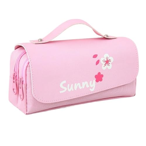 GSJNHY Bleistiftbox Federmäppchen, großes Fassungsvermögen, Aufbewahrungstasche for Schulbedarf, Schreibwaren, Stiftetuis (Color : Sakura pink) von GSJNHY