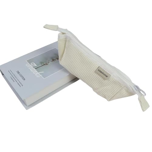 GSJNHY Bleistiftbox Solide Stiftetasche zur Aufbewahrung von Schreibwaren aus Cord for Schüler der Mittelstufe (Color : White) von GSJNHY