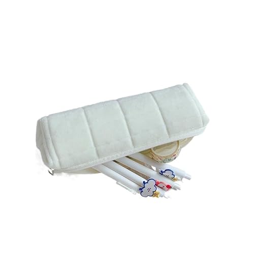 GSJNHY Bleistiftbox Weiches Plüsch-Federmäppchen, niedlich, rosa, weiß, hohe Kapazität, for Studenten, Stifttasche, Schule, Büro, Schreibwaren, Kinder-Geschenk (Color : White) von GSJNHY