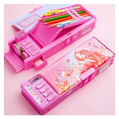 GSJNHY Multifunktionale Bleistiftbox 3D-Bleistiftbox Quicksand Translucent Pen Case Code mit Passwortsperre Schreibwarenbox Zylindrische Multifunktions-Stiftbox for Kinder (Color : D1) von GSJNHY