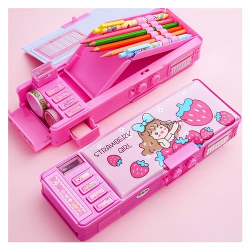 GSJNHY Multifunktionale Bleistiftbox 3D-Bleistiftbox Quicksand Translucent Pen Case Code mit Passwortsperre Schreibwarenbox Zylindrische Multifunktions-Stiftbox for Kinder (Color : D5) von GSJNHY