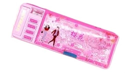 GSJNHY Multifunktionale Bleistiftbox Bleistiftbox Doppelseitiges Federmäppchen Multifunktionale kreative Schreibwaren-Bleistifttasche mit großer Kapazität (Color : Pink) von GSJNHY