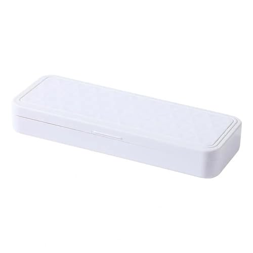 GSJNHY Multifunktionale Bleistiftbox Federmäppchen-Organizer, tragbares Kunststoff-Schreibwarenetui, Doppellagiges Federmäppchen, Federmäppchen, Schreibwaren, Stiftebox, Federmäppchen (Color : White) von GSJNHY