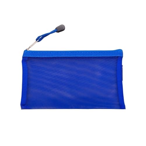 Mesh Zipper Taschen Casual Reise Einfache Kosmetik Tasche Zipper Große Kapazität Schreibwaren Tasche Tragbare Make-Up Transparent Fall Organizer Kulturbeutel (Color : Biue) von GSJNHY