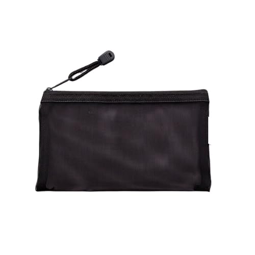 Mesh Zipper Taschen Casual Reise Einfache Kosmetik Tasche Zipper Große Kapazität Schreibwaren Tasche Tragbare Make-Up Transparent Fall Organizer Kulturbeutel (Color : Black) von GSJNHY