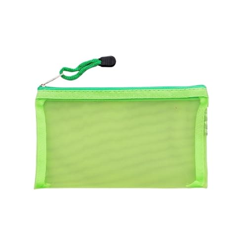 Mesh Zipper Taschen Casual Reise Einfache Kosmetik Tasche Zipper Große Kapazität Schreibwaren Tasche Tragbare Make-Up Transparent Fall Organizer Kulturbeutel (Color : Green) von GSJNHY