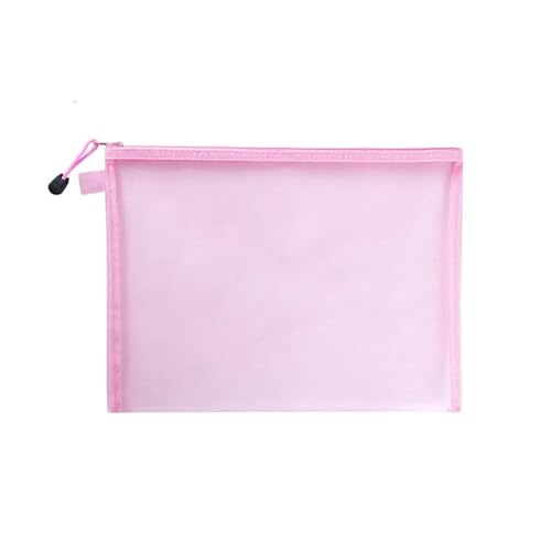 Mesh Zipper Taschen Reißverschluss-Nylon-Netz-Reißverschlusstasche, Netz-Kosmetiktaschen, Make-up-Taschen, Federmäppchen, Reisetaschen for kosmetische Schul- und Bürobedarf ( Color : Pink , Size : A5( von GSJNHY