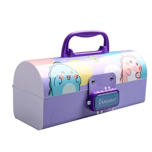 Multifunktionale Bleistiftbox Bleistift-Karikatur-Bleistiftbox mit großem Fassungsvermögen und Passwortsperre. Kunststoff-Briefpapier-Organizer, Schulbedarf for Kinder ( Color : Dinosaur family ) von GSJNHY